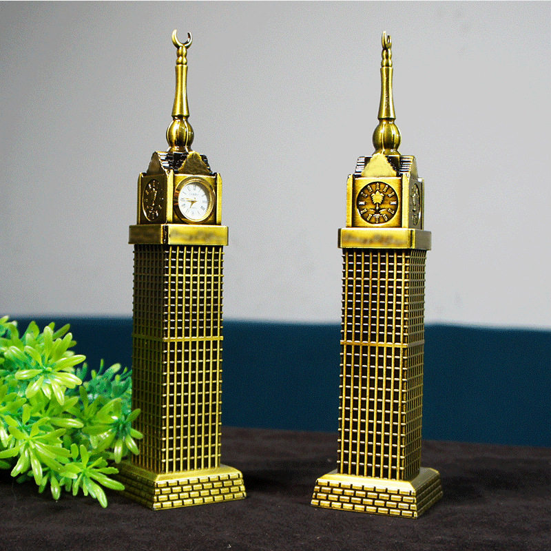 Metal Mecca Bell Tower Architectural Model Ornaments Home Creative Decoration Landmark Tourist Souvenirs Gifts