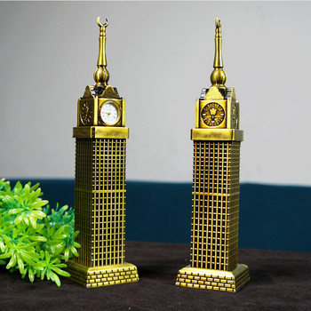 Metal Mecca Bell Tower Architectural Model Ornaments Home Creative Decoration Landmark Tourist Souvenirs Gifts