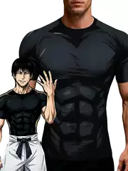 Anime Jujutsu Kaisen Cosplay Fushiguro Toji Fan Merchandise Clothing Pullover Slim-Fit T-Shirt Digital Print Short Sleeve