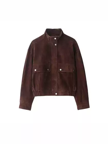 Aliexpress Popular Cross-Border Za European and American Style Pocket Suede Bomber Jacket 3046258
