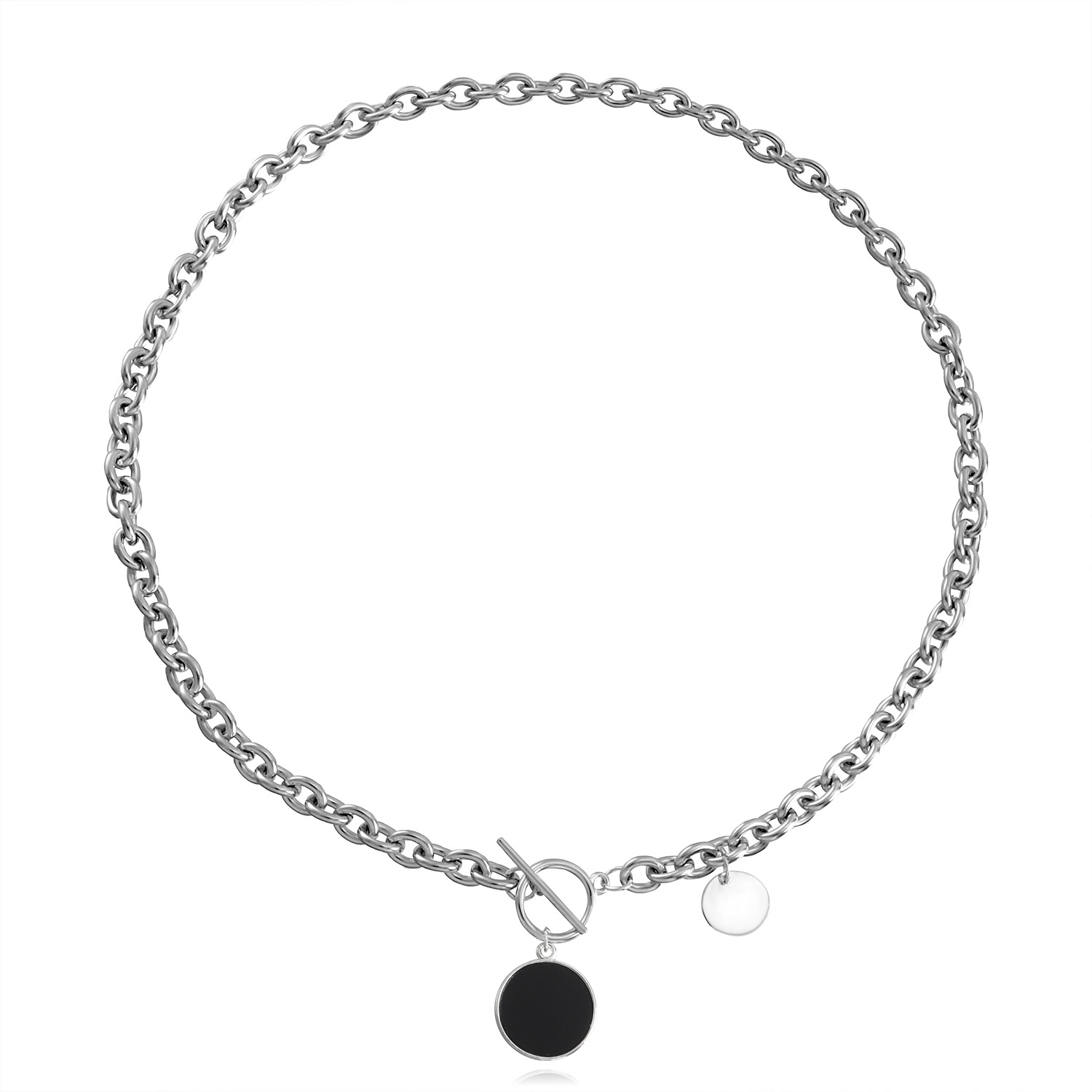 欧美跨境饰品 朋克锁骨链小众设计贝母项链女 潮流合金毛衣链项饰