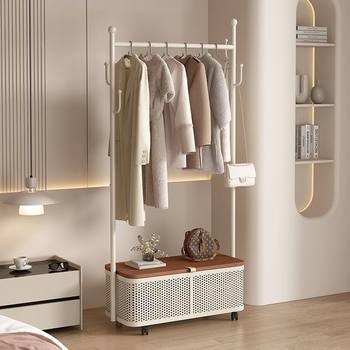 Coat Rack Mobile Clothes Rack Home Bedroom Clothes Dirty Clothes Basket Clothes Rack Floor-Standing Vertical Storage Simple Clothes Rack