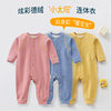 Baby de velvet mid-open jumpsuit autumn clothes Spring and Autumn Winter pajamas baby long-sleeved romper bottoming jumpsuit warm