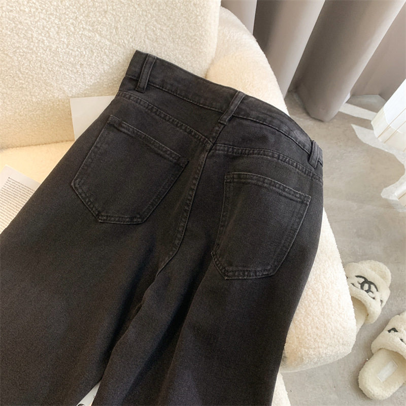 High Waisted Womens Jeans Slimming Wide Leg Design Loose Fit Straight Cut Spring Fashion for Petite Sizes