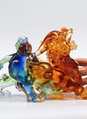 古法琉璃貔貅一对居家客厅公商铺前台摆放装饰招财风水摆件礼品