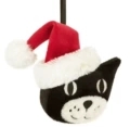 Christmas black cat pendant