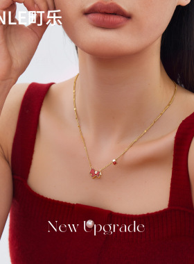 马上有钱红色小马项链女2026新款高级感毛衣链马年本命年好运饰品