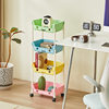 Trolley Storage Rack Floor-Standing Household Snack Children's Toy Storage Rack Multi-Layer Plastic Removable Storage Rack