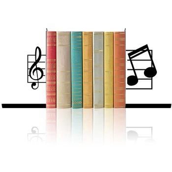 Metal Bookend L-Shaped 2-Piece Set Black Music Note Iron Desktop Decoration Bookend Office Storage Clip Wholesale