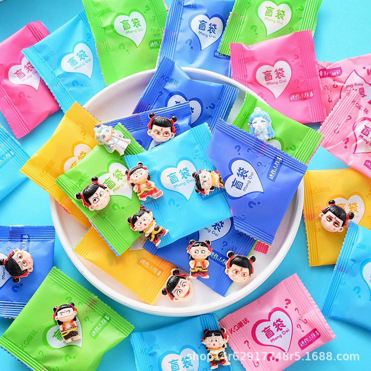 Cartoon Nezha Blind Bag 2 Magic Boy Nezha DIY Accessories Handmade Hairpin Headdress Water Cup Sticker Creative Blind Bag Blind Box