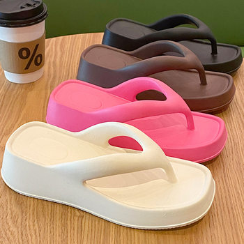 Travel Women's Flip-Flops Women's Beach Breathable Casual Flip-Flops Mid-Heel Versatile Waterproof Slippers for Going Out Hot Summer