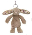 D brown floral bonnie rabbit pendant