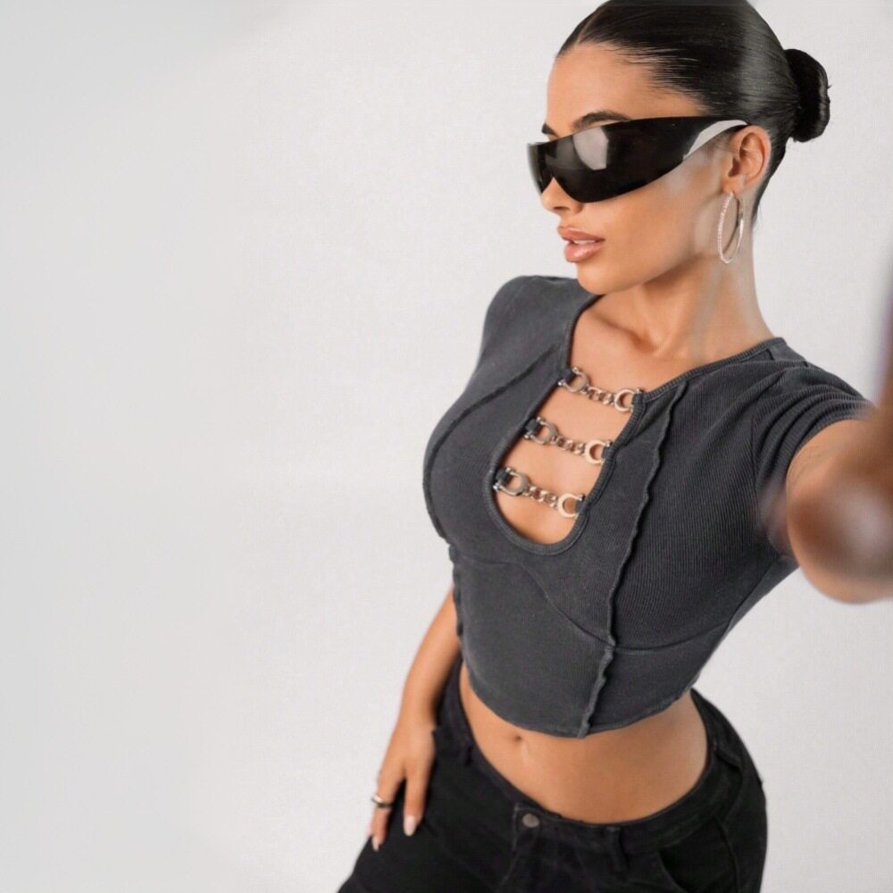 Trendy Womens Crop Top Short Sleeve Stylish Design Breathable Fabric Spring Summer Fashion Wholesale Available