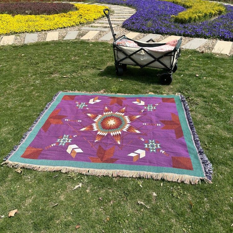 Cross-Border Factory Jacquard Tapestry Outdoor Camping Blanket Floral Series Thread Blanket Nap Air-Conditioning Blanket High-End Gift Blanket