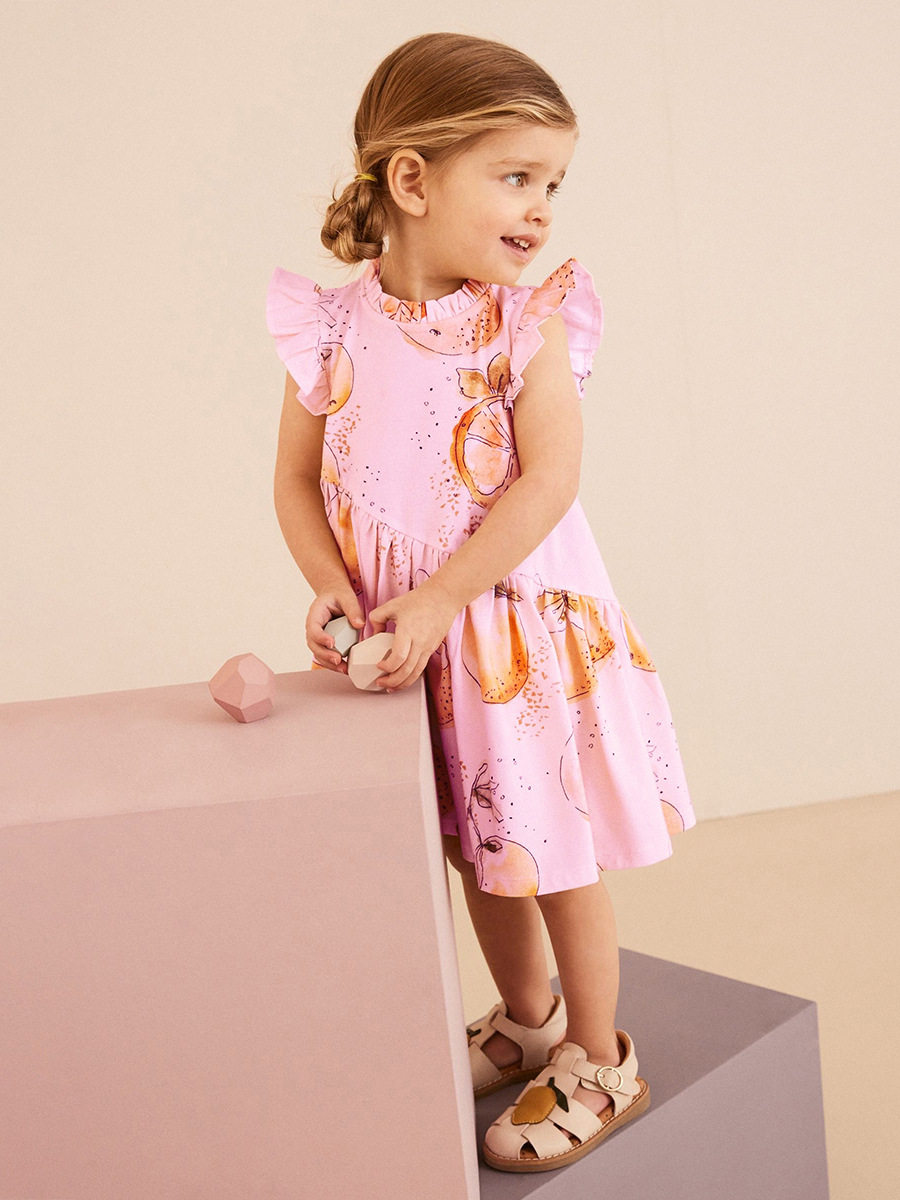 Girls' New Summer Short-Sleeve Cotton Dress from Source Factory, Cute Kids' Dress