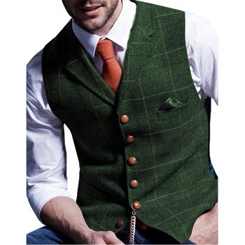 Men's Suit Vests Cross-Border Temu Hot-Selling Men's Casual Vests Factory Direct Sales Slim-Fit Vests for Grooms and Groomsmen