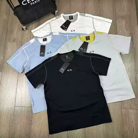 O@Kley Functional Outdoor Breathable Stitching Contrasting Color Summer Round Neck Couple Casual Short-Sleeved T-Shirt Trendy for Men and Women