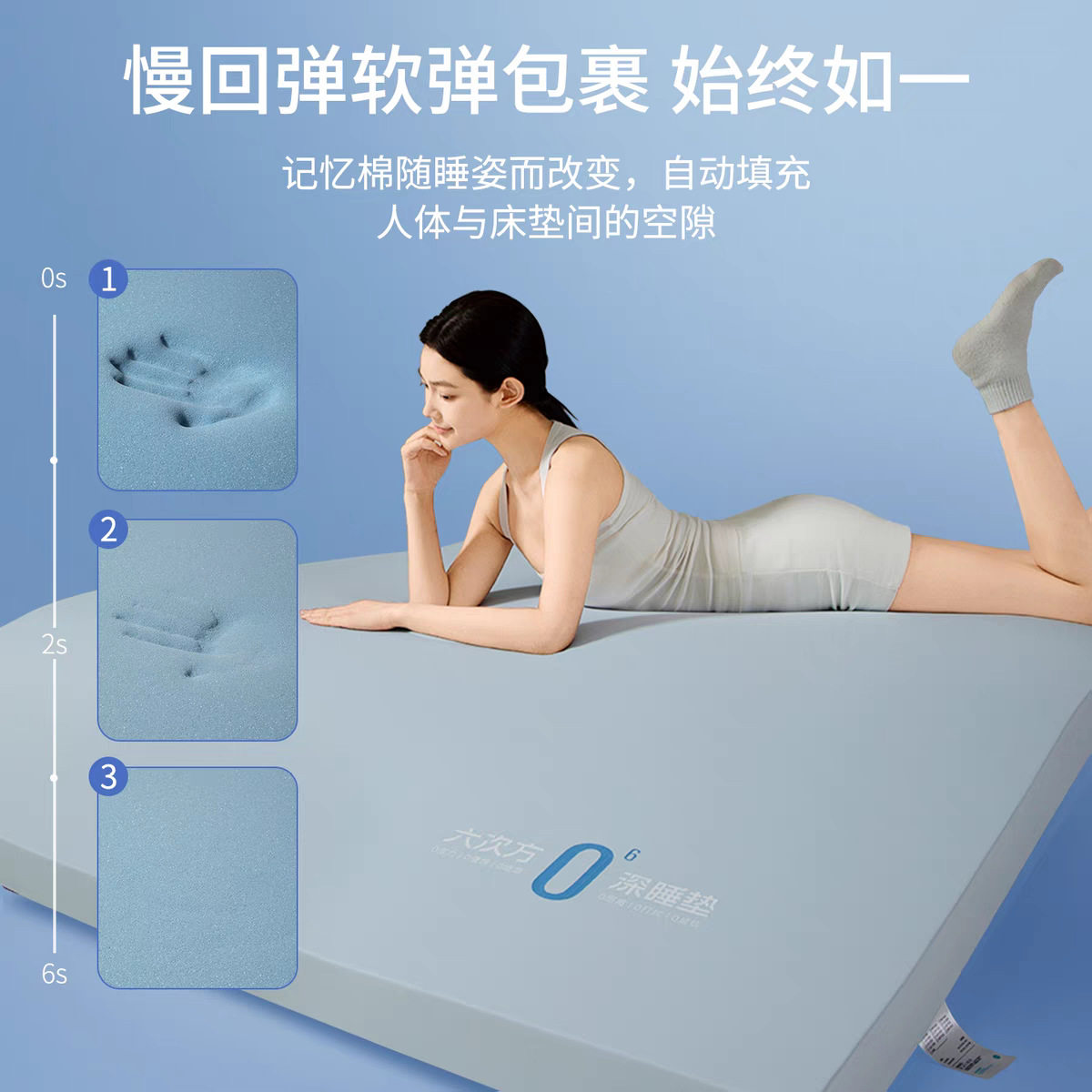 Zero-Pressure Antibacterial Memory Foam Mattress Cushion Home Bedroom Mat Dormitory Student Single Removable and Washable Mattress