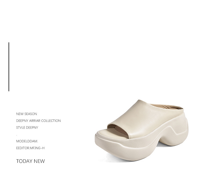 Dép sandal nữ quai ngang đế dày tăng chiều cao 8cm — Màu đen, Màu trắng be