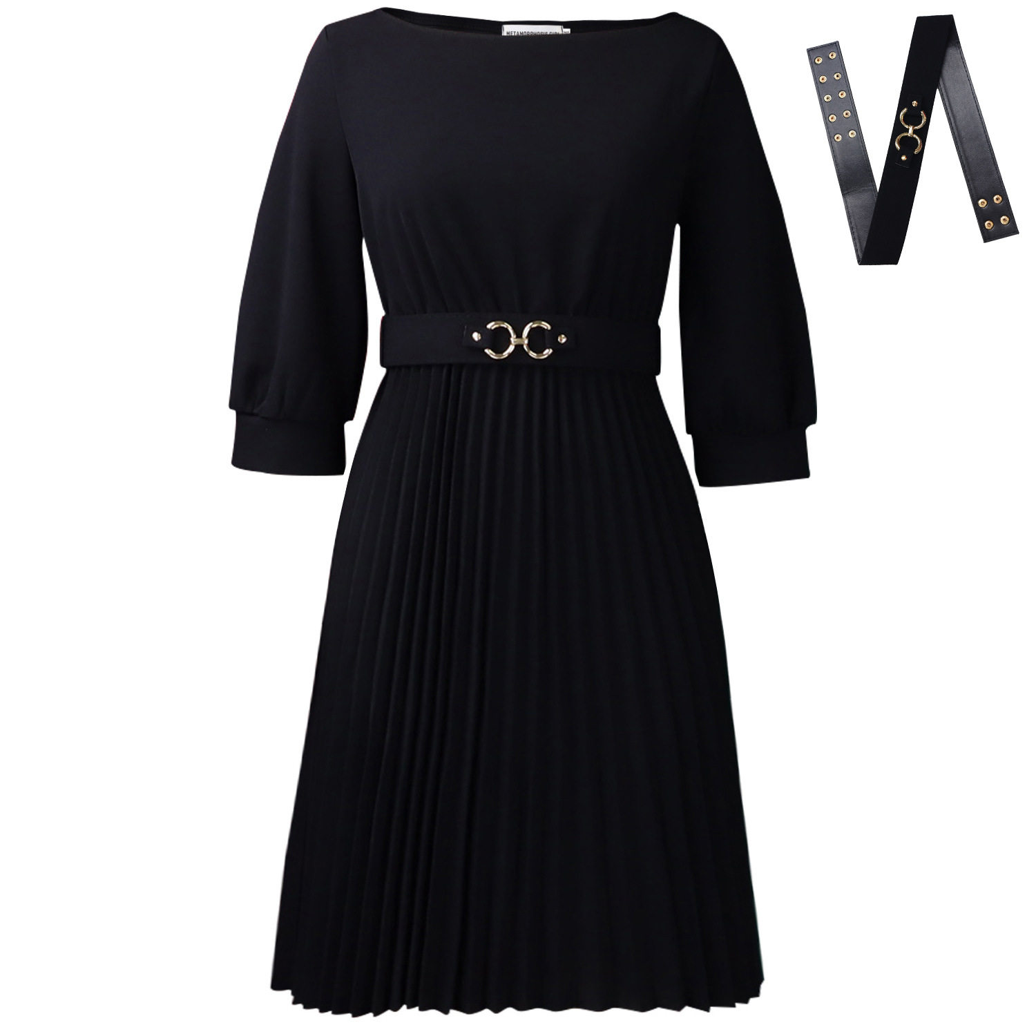 Elegant Womens African Dress Round Neck Three Quarter Sleeve Pleated Design Perfect for Parties and Events