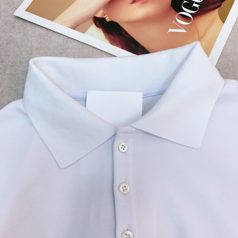 Đầm polo nữ dáng suông dài tay ngắn cổ polo phong cách tối giản — màu đen, Màu nâu, Màu trắng