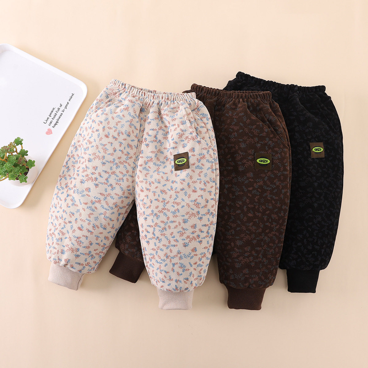 Children's plus velvet and thickened trousers