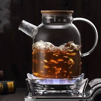 Glass scented tea health pot electric ceramic stove teapot large capacity fruit teapot bamboo cover kettle open fire tea set