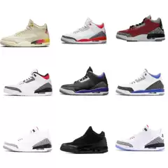 Putian Shoes Pure Original AJ3 White Cement Sunset Gradient Flame Hiroshi Fujiwara Red Rice White Men's and Women's Sports Basketball Shoes