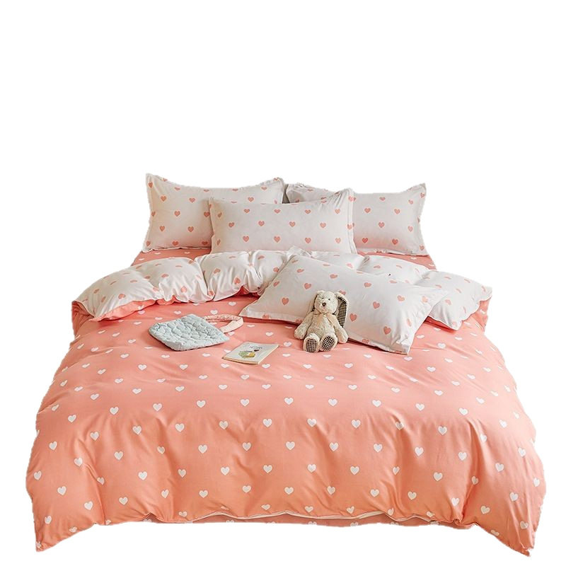 Simple high-end skin-friendly aloe vera cotton four-piece bed sheet quilt cover wholesale student bunk dormitory three-piece set