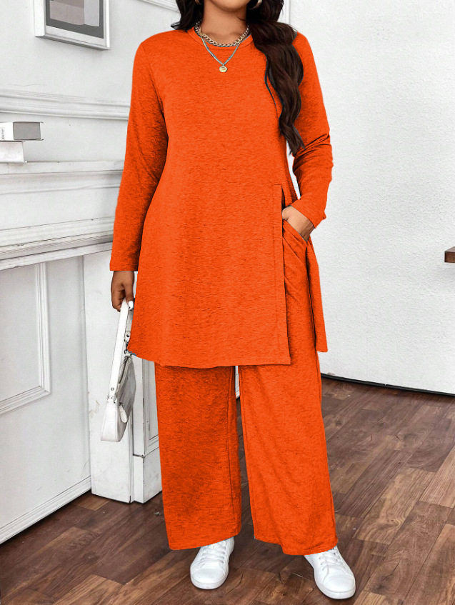 Casual Korean Fashion Suit for Women 2025 New Autum Casual Style Long-Sleeved Tops Slimming Look Pants Two-Piece Set