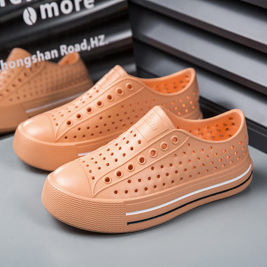 Hole Shoes Women's Summer Outdoor Wading Casual Non-slip Thick Bottom Increased Beach Baotou Sandals Hollow Waterproof All-match