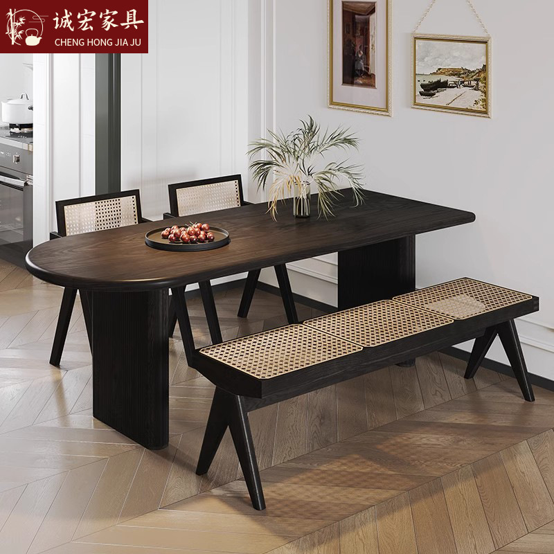 Chenghong Nordic solid wood dining table combination home sm...