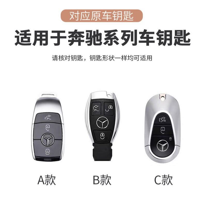 Suitable for Mercedes-Benz key cover E300L package C260L car A200L shell GLC300/GLE/GLA female buckle GLB full package