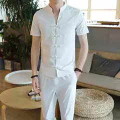Men's Summer Slim Fit Short Sleeve Polo Shirt and Long Pants Set, Casual Two-Piece Outfit, Korea Street Style