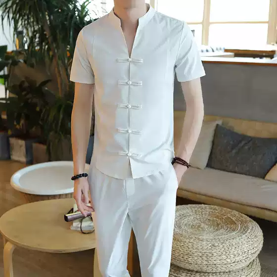 Men's Summer Slim Fit Short Sleeve Polo Shirt and Long Pants Set, Casual Two-Piece Outfit, Korea Street Style