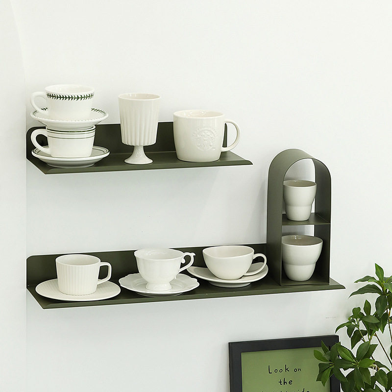 WBZ7墨绿色墙上隔板 居家软装装饰板 收纳分层置物架  铁艺一字分