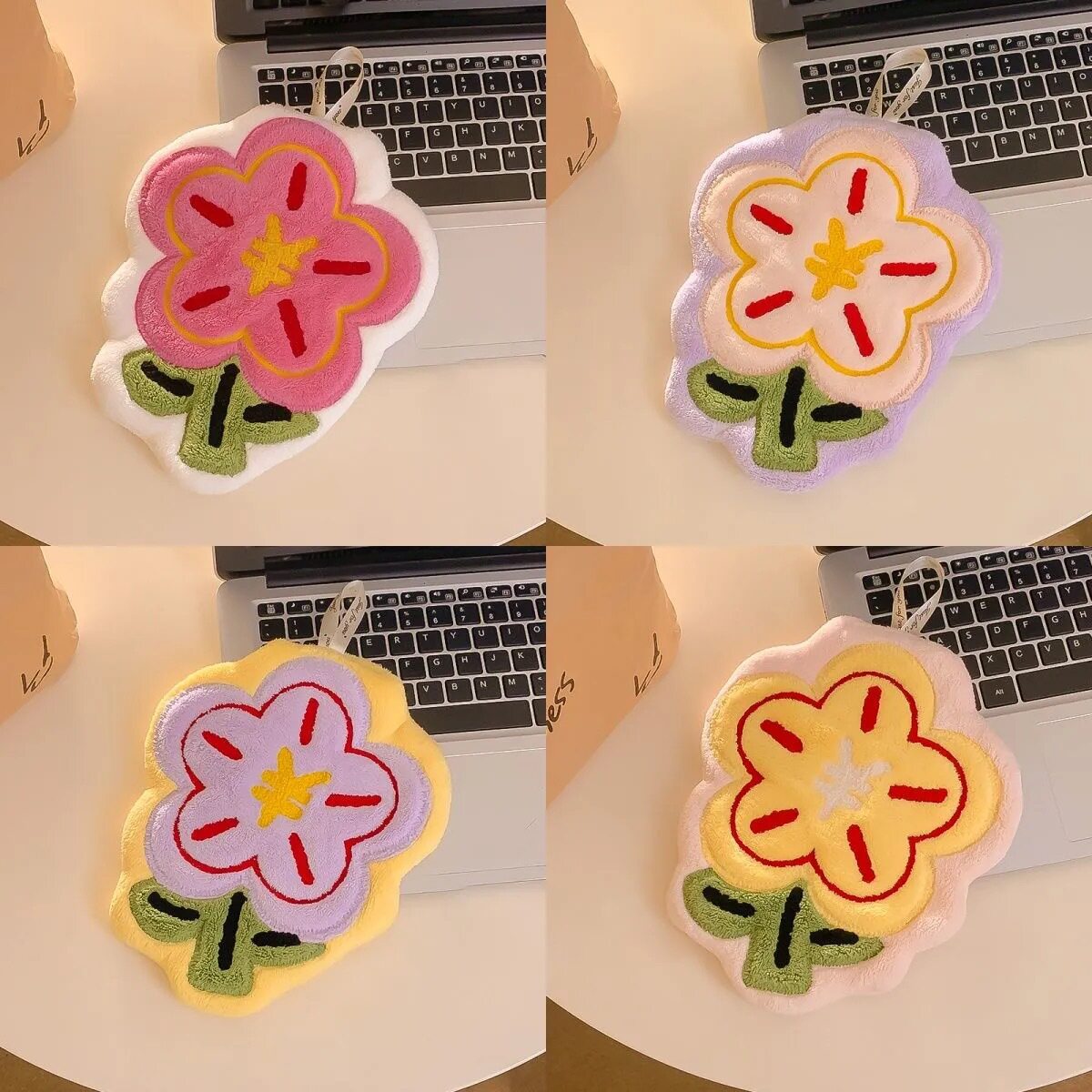 Rich flower wipe handkerchief factory wholesale kitchen bathroom wipe cloth coral fleece thick absorbent can be hung wipe towel