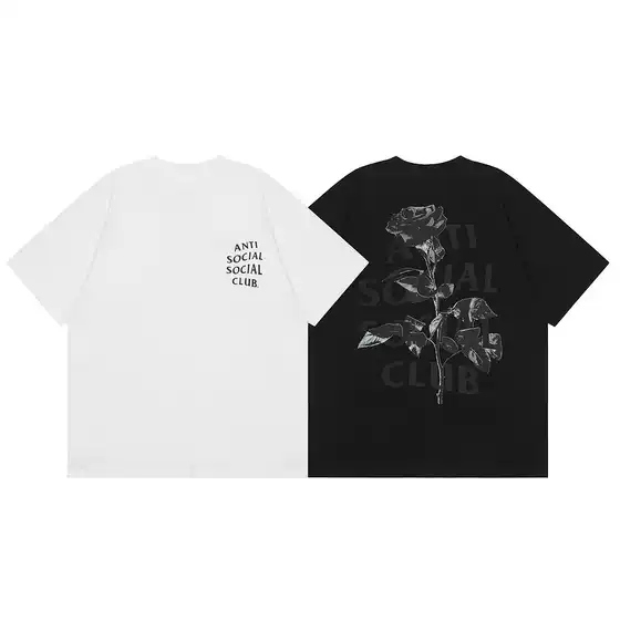 Trendy Brand ANTI SOCIAL SOCIAL CLUB ASSC Rose Letter Printed Loose Men's Short Sleeve T-Shirt