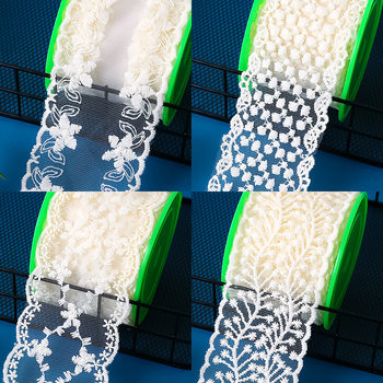 Beige milk silk embroidery lace bilateral lace hairpin headband jewelry bow DIY clothing home textile lace