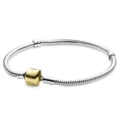 L25 square clasp silver chain + gold clasp