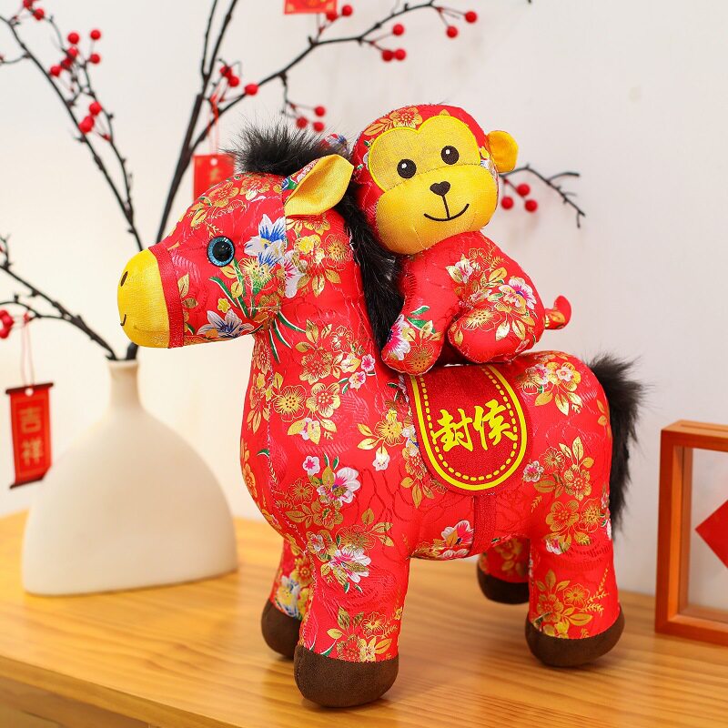 2026批发马年吉祥物毛绒玩具马上有钱公仔生肖布娃娃新年玩偶礼物