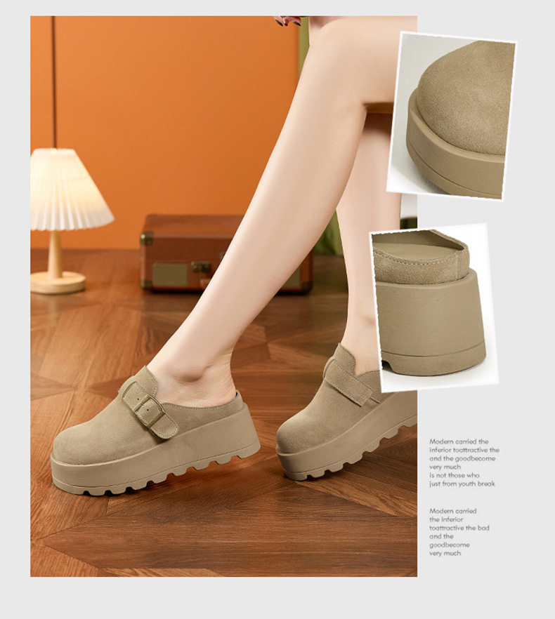 Sandal Birkenstock nữ đế dày mũi tròn, phong cách thoải mái — Xanh rêu, Kaki, Nâu lạc đà chi tiết 3