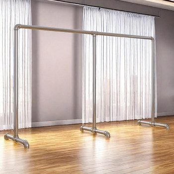 Simple Thickened Galvanized Steel Pipe Clothing Display Rack Balcony Bedroom Floor-Standing Clothes Rack Removable Single-Pole Clothes Drying Rack