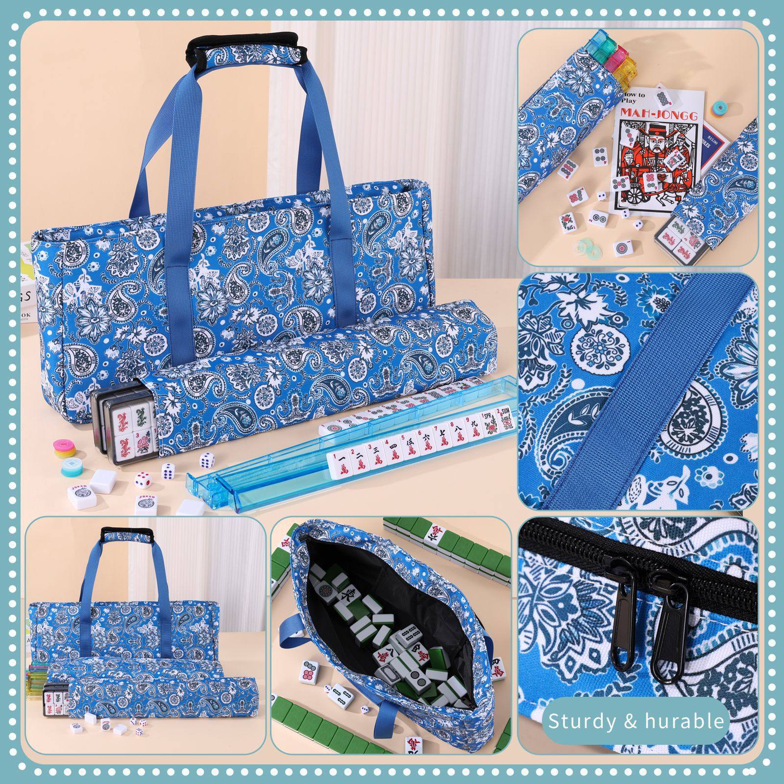 Amazon Cross-Border Cashew Nut Mahjong Storage Bag Three-Piece Set Handbag Travel Bag Multifunctional Toiletry Bag Storage Bag