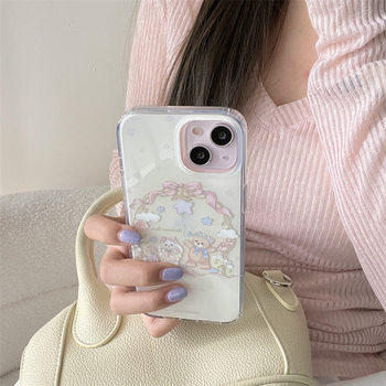 Double-Layer Imd Bow Tie Bear and Rabbit Case Suitable for Iphone17 Apple 16Promax/15/14/13 Phone Case