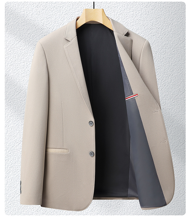 Áo blazer nam dáng ôm màu trơn phong cách Hàn Quốc, blazer mỏng nhẹ mùa xuân thu — Màu be, Màu đen, Xám trung tính