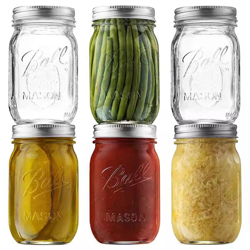 American glass mason jar glass sealed jar bucket grass bottle tea jar storage jar snack Jam bottle jar breakfast cup