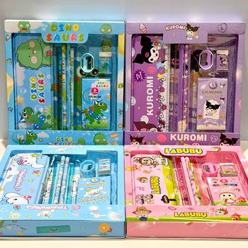 Cartoon Pencil Set Gift Box Ruler Sharpener Primary School Students Kindergarten Opening Day Stationery Set Gift Box