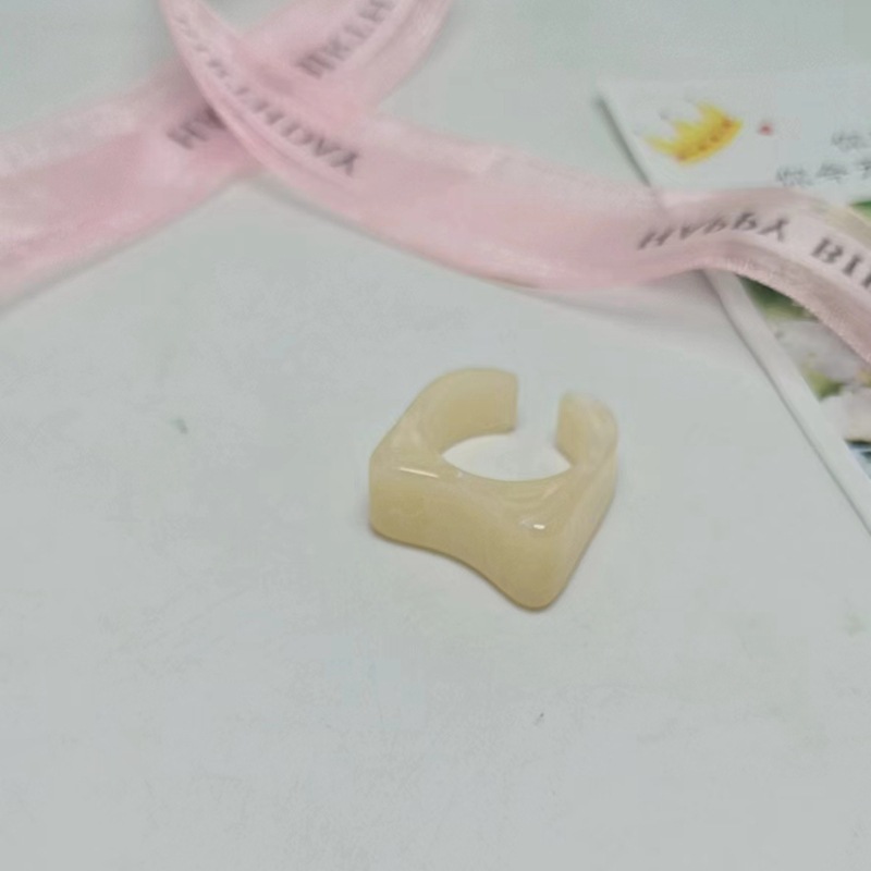 现货树脂醋酸戒指女混合彩色圆形方形指环套装外贸内销指圈批发