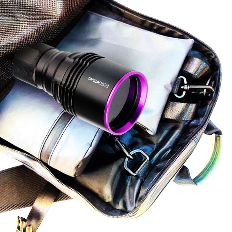 High-power purple light strong light identification flashlight banknote checking text play ceramic glue curing fluorescent agent ultraviolet light